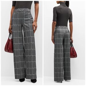 Spanx Ponte Plaid Jacquard Wide Leg Pant Womens XL in Classic Plaid Black White